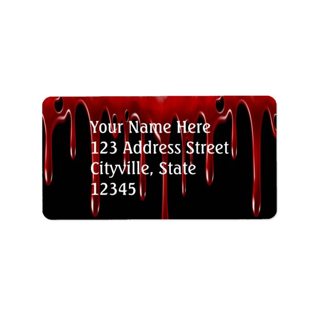 Etiqueta Perforaciones de sangre caídas en negro (Frente)