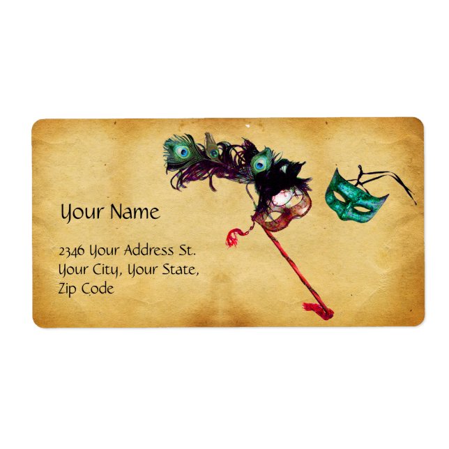 Etiqueta Pergamino MARDI GRAS MASQUERADE (Frente)