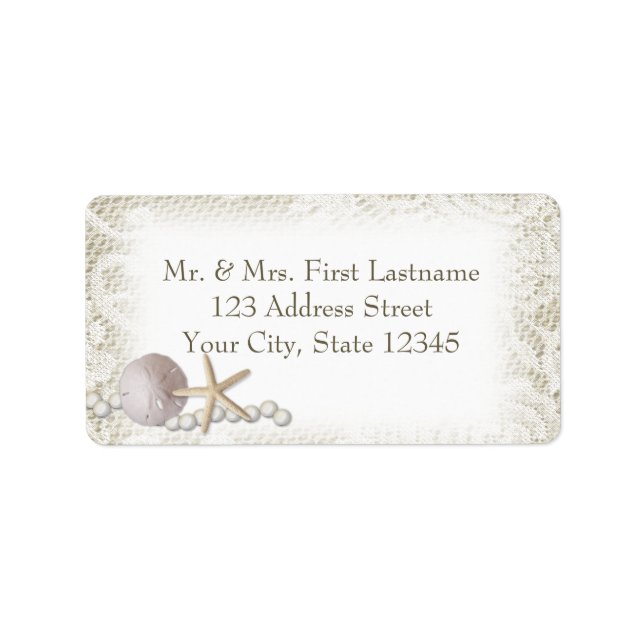 Etiqueta Perlas de playa y encaje (Frente)