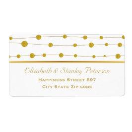 Etiqueta perlas de Relieve metalizado dorado y rayas boda m