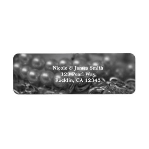 Etiqueta Perlas Elegantes Vintage en Blanco y Negro Boda Ch