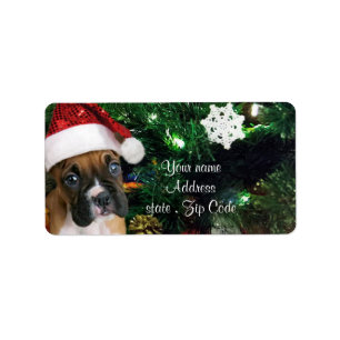Etiqueta Perrito del boxeador del navidad