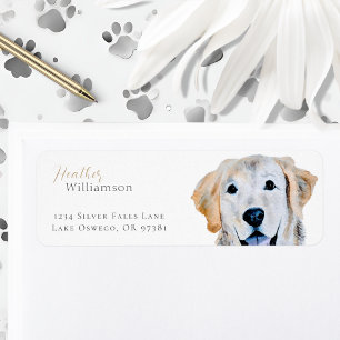 Etiqueta Perro acuarela de Golden Retriever