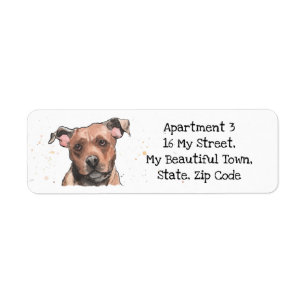 Etiqueta Perro acuarela Staffordshire Bull Terrier