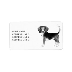 Etiqueta Perro Beagle Lindo en Negro y Blanco y Texto Perso