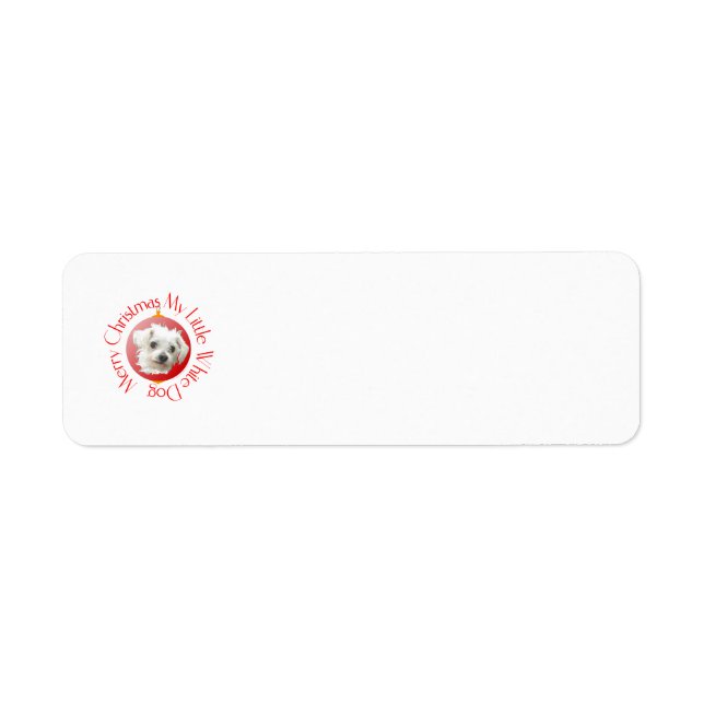 Etiqueta Perro blanco pequeño de Navidad maltés (Frente)