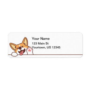 Etiqueta Perro de Corgi de Welsh con onda suave