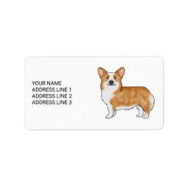 Etiqueta Perro de Corgi Gales De Pembroke Rojo Con Texto Pe