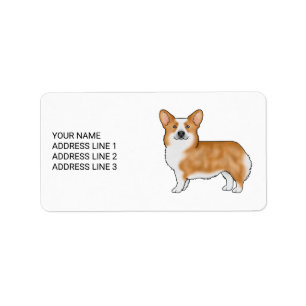 Etiqueta Perro de Corgi Gales De Pembroke Rojo Con Texto Pe