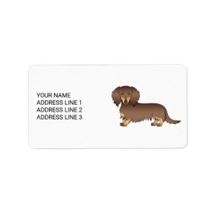 Etiqueta Perro de dibujos animados salchicha de pelo largo 