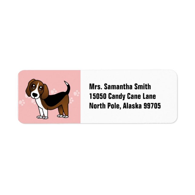 Etiqueta Perro de la caricatura del Beagle Cute (Frente)
