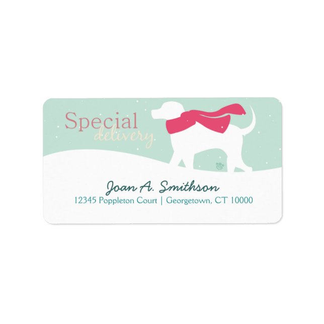 Etiqueta Perro de laboratorio en nieve (Frente)