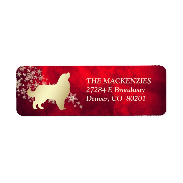 Etiqueta Perro de montaña bernés de invierno rojo dorado (Frente)