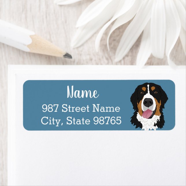 Etiqueta Perro de montaña personalizable Bernese (In situ)