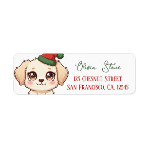 Etiqueta Perro de Navidad Kawaii Personalizado