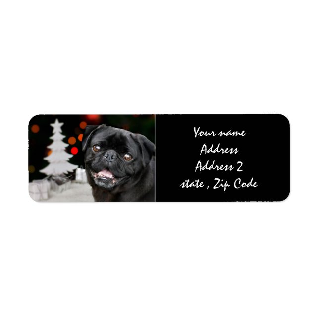 Etiqueta Perro de pug de navidades (Frente)