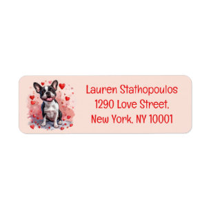 Etiqueta Perro del día de San Valentín Boston Terrier