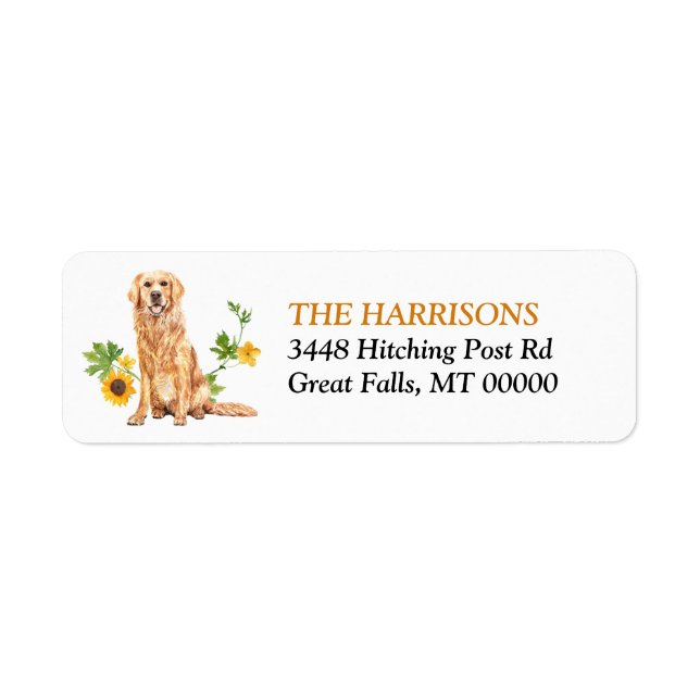 Etiqueta Perro del Sunflower Golden Retriever (Frente)