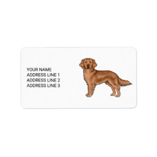 Etiqueta Perro Dorado Retriever Rojo Lindo Perro Con Texto 