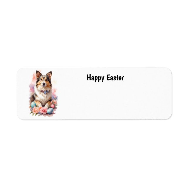 Etiqueta Perro feliz de Pascua (Frente)