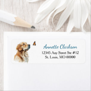 Etiqueta Perro Golden Retriever Mariposa Asombro