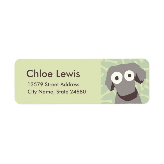 Etiqueta Perro Gray Cute (Frente)