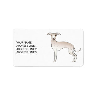 Etiqueta Perro gris italiano crema con texto personalizado
