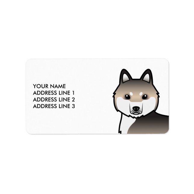Etiqueta Perro Husky Siberiano Sable & Texto Personalizado (Frente)