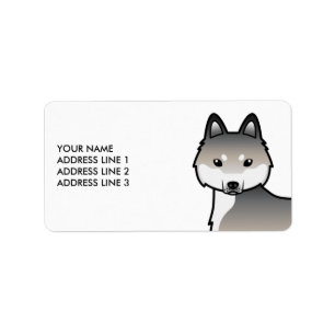 Etiqueta Perro Klee Kai de Alaska Gris y Blanco & Texto Per