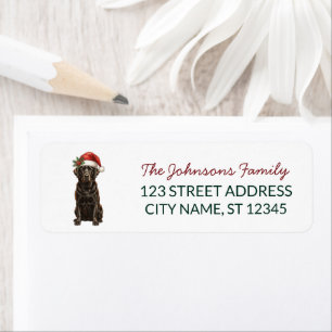 Etiqueta Perro Labrador Negro Navidad Santa con Sombrero Di