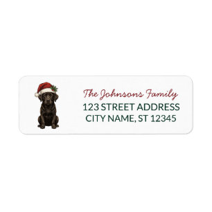 Etiqueta Perro Labrador Negro Navidad Santa con Sombrero Di