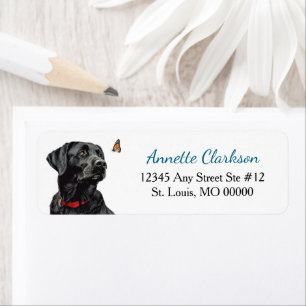 Etiqueta Perro Labrador Retriever Negro Mariposa Maravilla