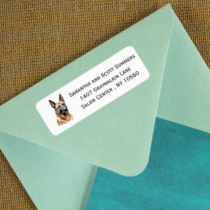 Etiqueta Perro Malinois Belga a la acuarela