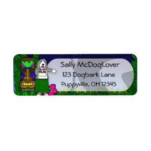 Etiqueta Perro pastor inglés viejo de Hula Luau