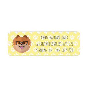 Etiqueta Perro Pomerano En Lentes Nerviosas POMER-BRAINY-