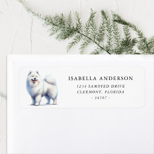 Etiqueta Perro Samoyedo acuarela