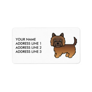 Etiqueta Perro Terrier Cairn de Raya Roja y Texto Personali