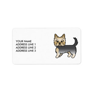 Etiqueta Perro Yorkshire Terrier azul y dorado & Texto pers