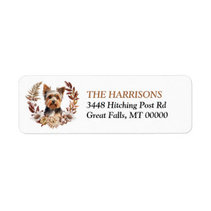 Etiqueta Perro Yorkshire Terrier Corona de Otoño