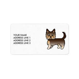 Etiqueta Perro Yorkshire Terrier de Chocolate & Texto Perso