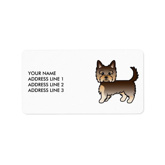 Etiqueta Perro Yorkshire Terrier de Chocolate & Texto Perso (Frente)