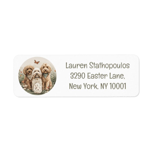 Etiqueta Perros de Easter Goldendoodle (Frente)