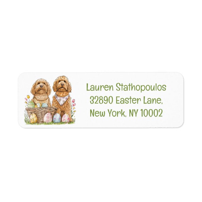 Etiqueta Perros de Easter Goldendoodle (Frente)