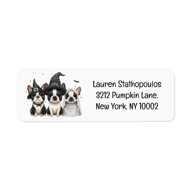 Etiqueta Perros de Halloween Boston Terrier (Frente)