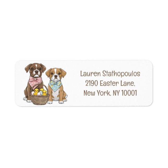 Etiqueta Perros del Boxer de Pascua (Frente)