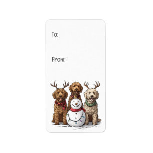 Etiqueta Perros Goldendoodle de Navidad