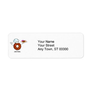 Etiqueta personaje de caricatura del chef burro donut