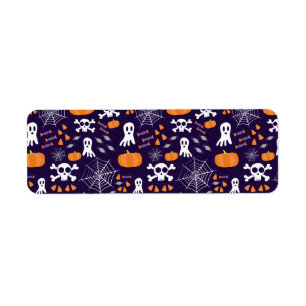 Etiqueta Personajes Divertidos y Espeluznantes de Halloween