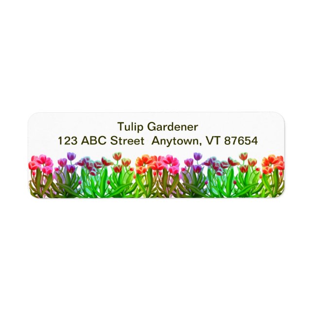 Etiqueta Personalizable Arcoiris Tulip Garden (Frente)