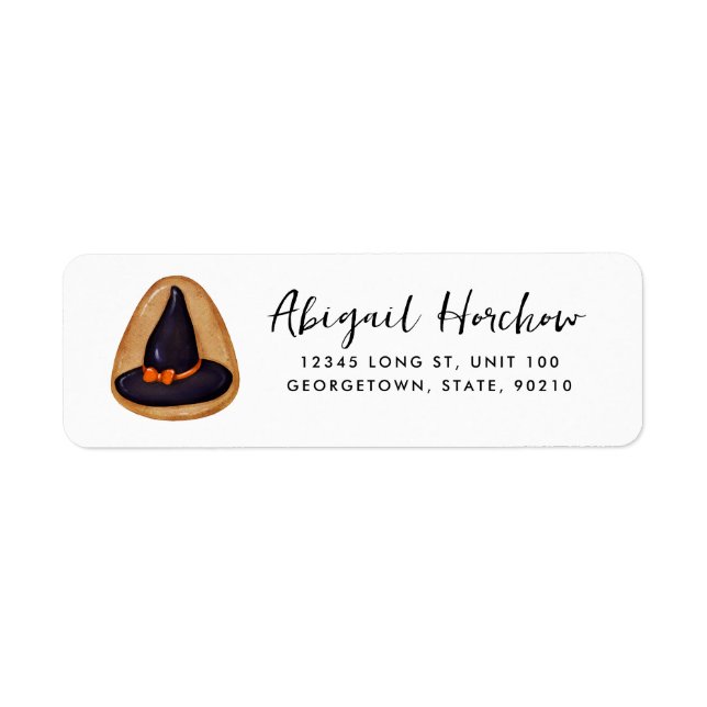 Etiqueta Personalizable Cookie Gorra de Brujas de Halloween (Frente)